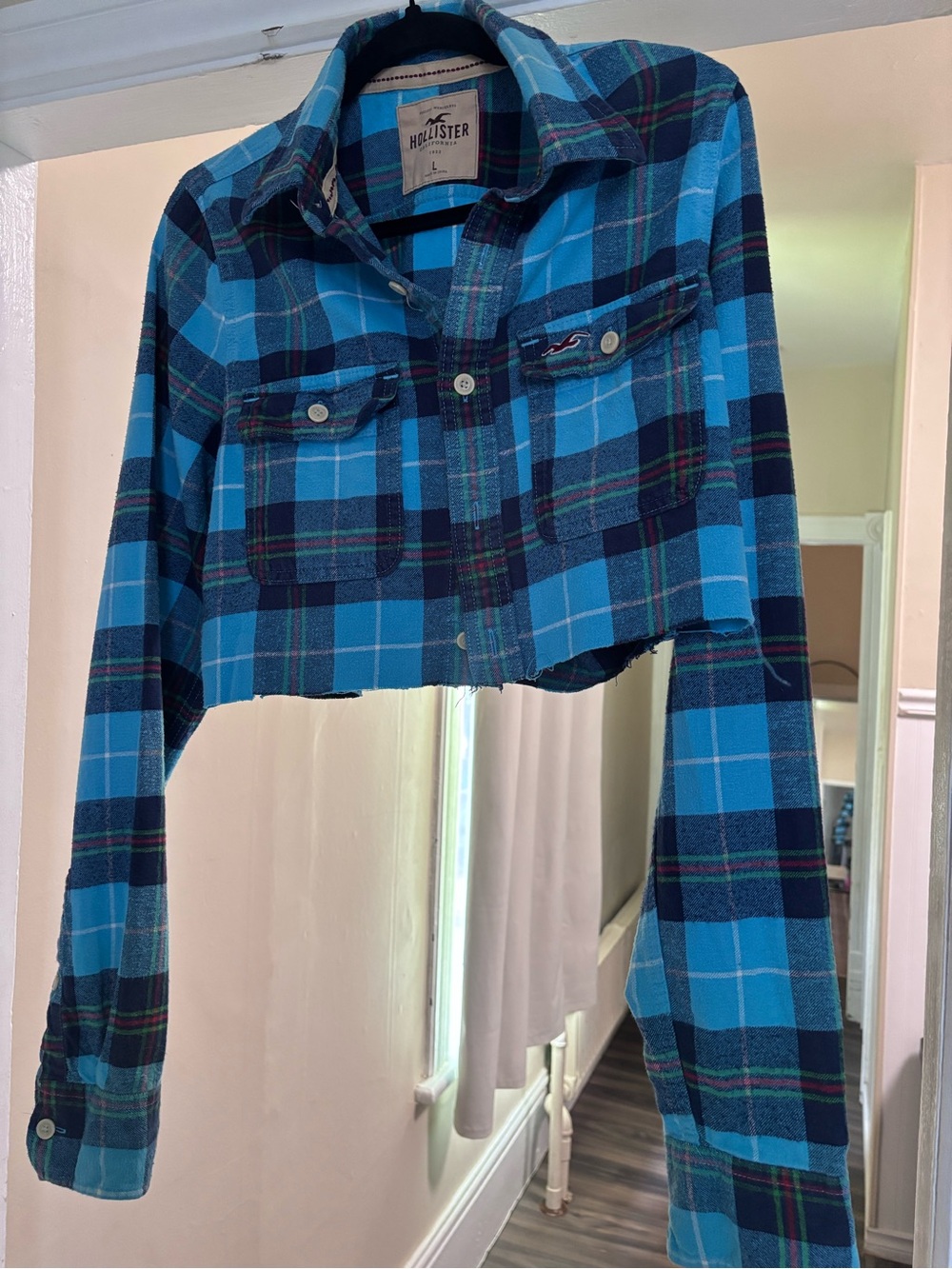 Hollister Blue & Navy Plaid Button-Down Shirt
